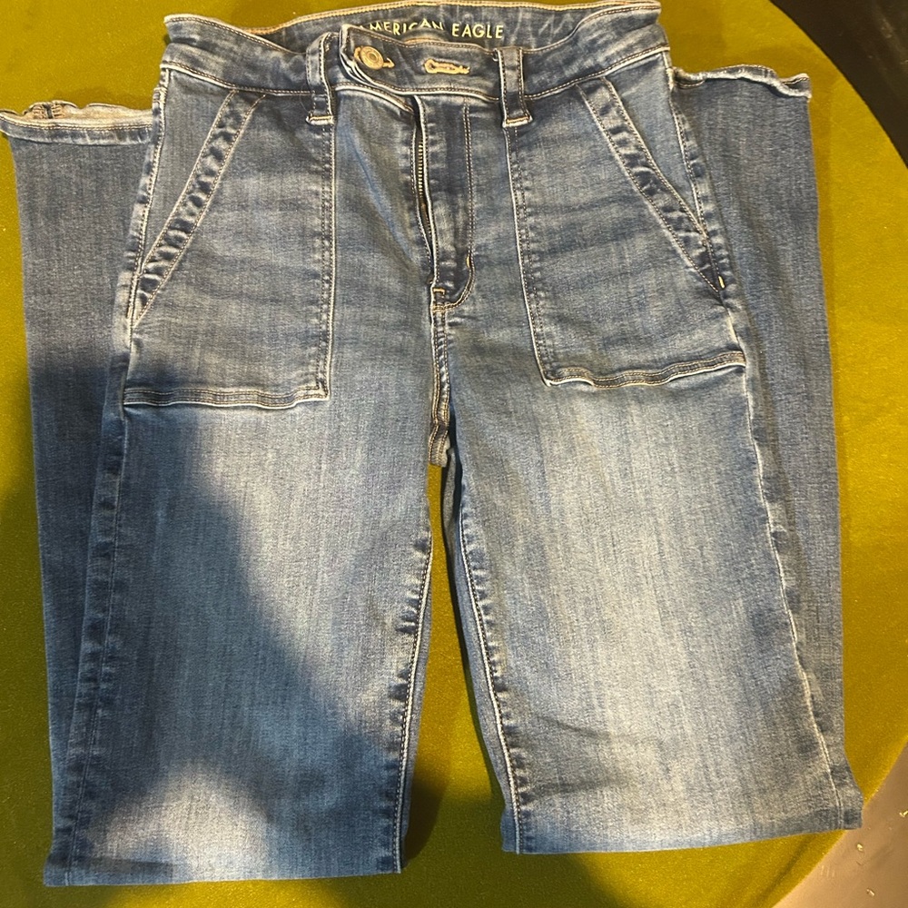 American Eagle Outfitters Blue Flare Wide Leg Jeans